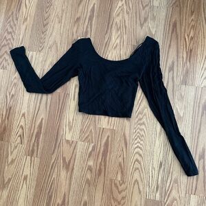 Garage Black Long Sleeve Fitted Crop Bodysuit